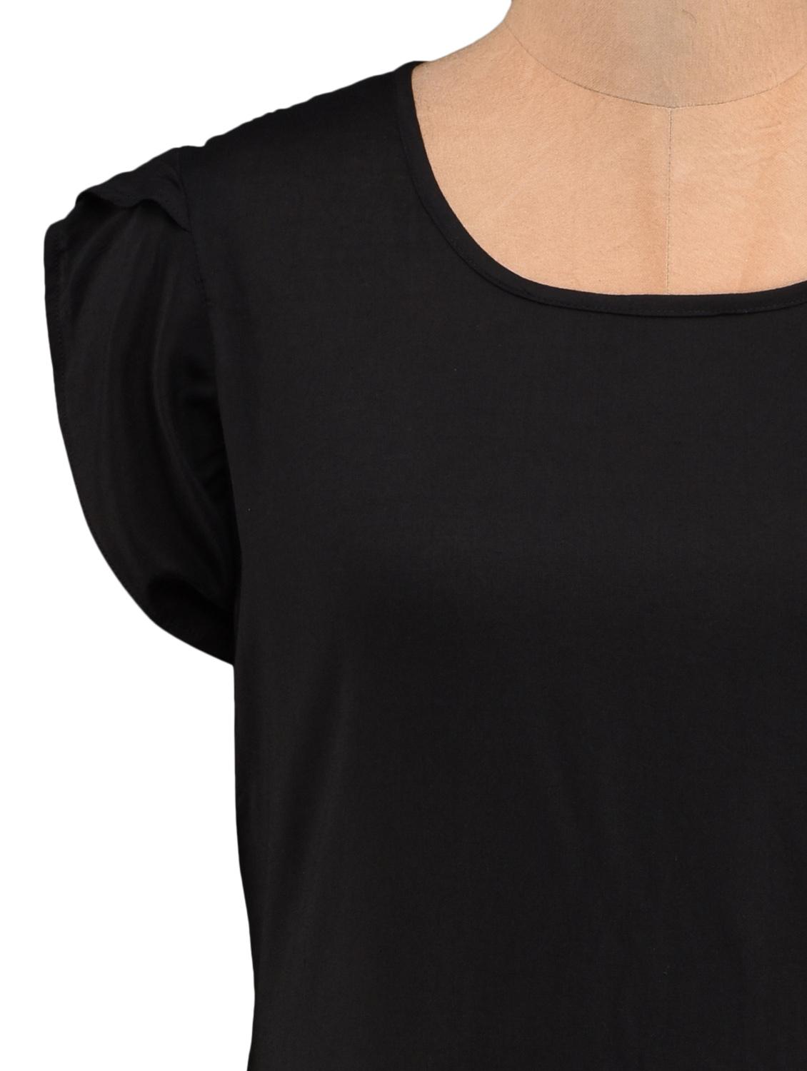 solid black cap sleeves rayon tunic - 1093840 - Zoom Image - 4