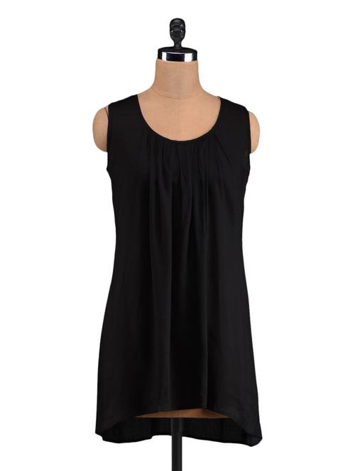 solid black sleeveless rayon kurti - 1093841 - Standard Image - 1