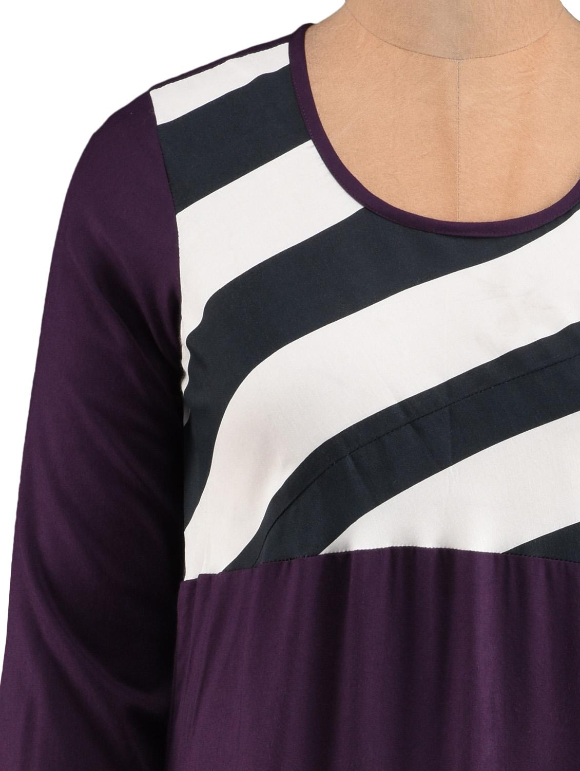 diagonal stripes yoke purple rayon kurti - 1093846 - Zoom Image - 4