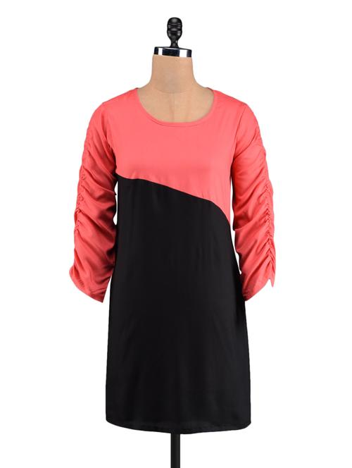 color block round neck rayon kurta - 1093851 - Standard Image - 1