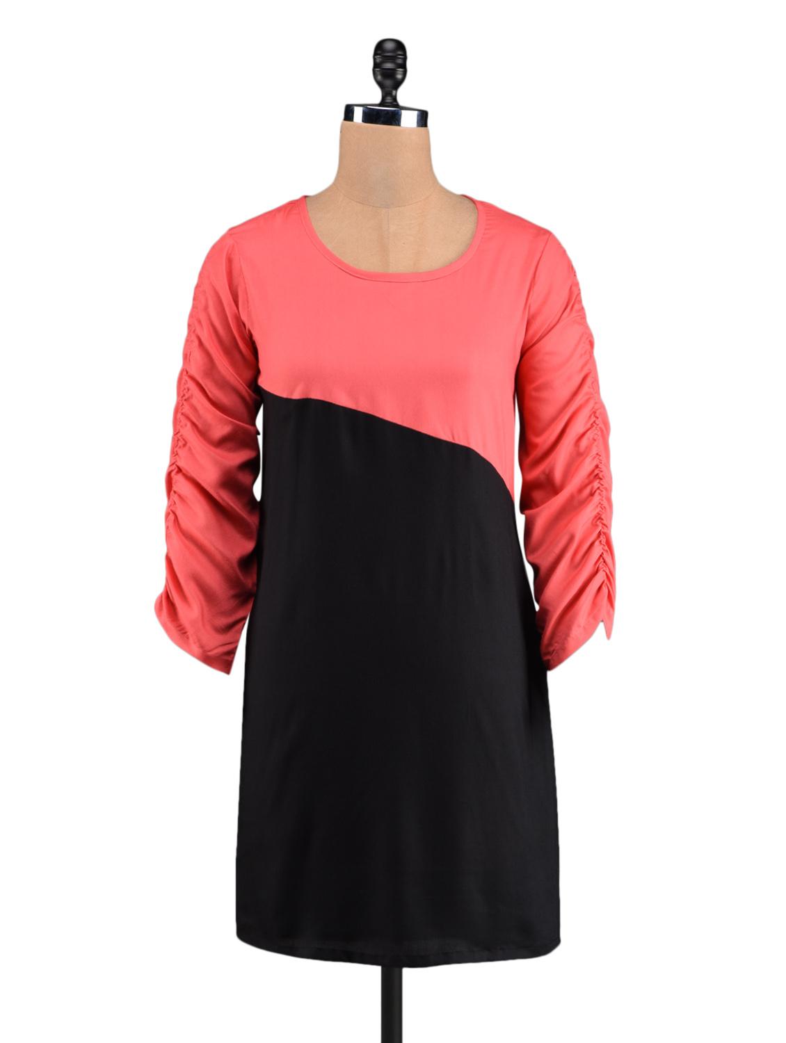 color block round neck rayon kurta - 1093851 - Zoom Image - 1