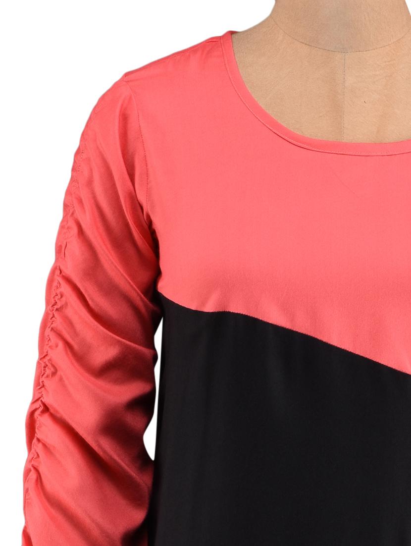 color block round neck rayon kurta - 1093851 - Zoom Image - 4