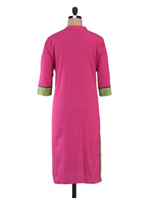 mandarin collar front buttons cotton kurta - 1094174 - Standard Image - 3