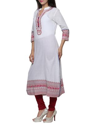 paisley print border cotton straight kurta - 1094184 - Standard Image - 2