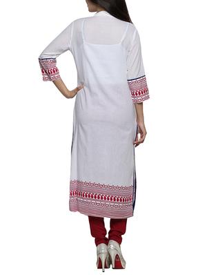 paisley print border cotton straight kurta - 1094184 - Standard Image - 3