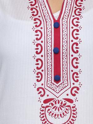 paisley print border cotton straight kurta - 1094184 - Standard Image - 4