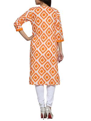 button placket geometric print cotton kurta - 1094188 - Standard Image - 3