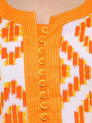 button placket geometric print cotton kurta - 1094188 - Standard Image - 4