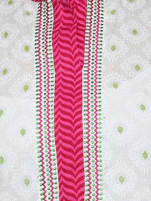 pink embroidered white cotton kurta - 1094192 - Standard Image - 4