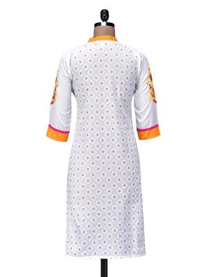 yellow embroidered cotton kurta - 1094193 - Standard Image - 3