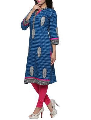 multi colored cotton printed kurta with mirror work - 1094198 - Standard Image - 2