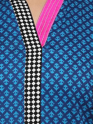 multi colored cotton printed kurta with mirror work - 1094198 - Standard Image - 4