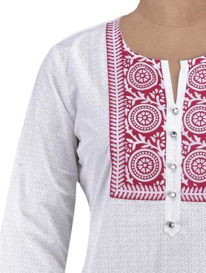 quarter sleeve printed cotton kurta - 1094219 - Standard Image - 4