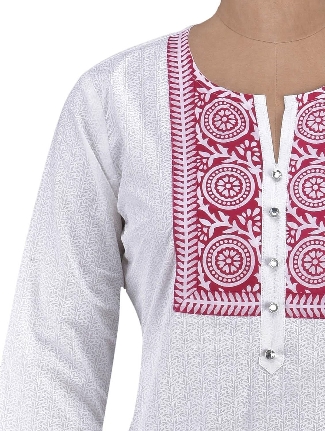 quarter sleeve printed cotton kurta - 1094219 - Zoom Image - 4