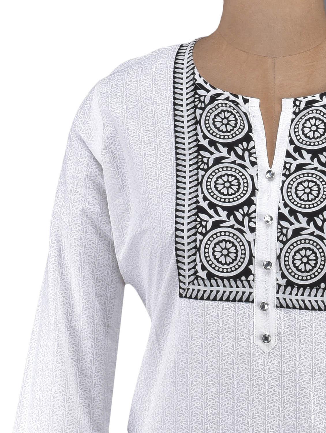 quarter sleeve printed cotton kurta - 1094220 - Zoom Image - 4