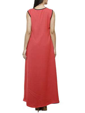 orange georgette high low kurta - 10942653 - Standard Image - 3