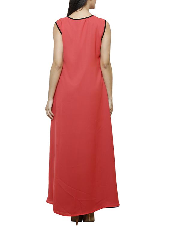 orange georgette high low kurta - 10942653 - Zoom Image - 3