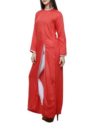 peach rayon kurta kurti - 10942658 - Standard Image - 2