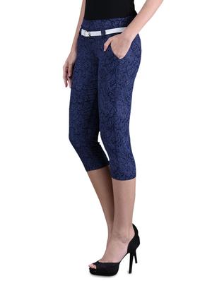 floral print blue cotton lycra capri - 1095773 - Standard Image - 2