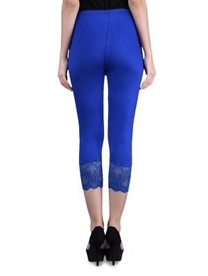 solid blue viscose lycra 3/4 legging - 1095785 - Standard Image - 3