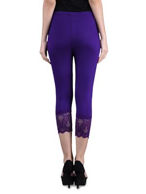solid purple viscose lycra 3/4 legging - 1095799 - Standard Image - 3