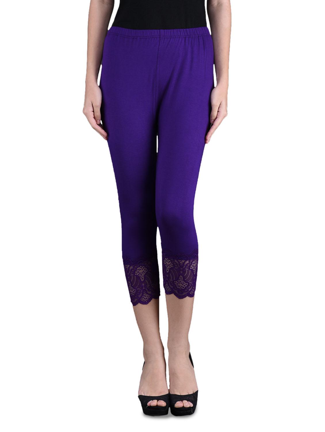 solid purple viscose lycra 3/4 legging - 1095799 - Zoom Image - 1