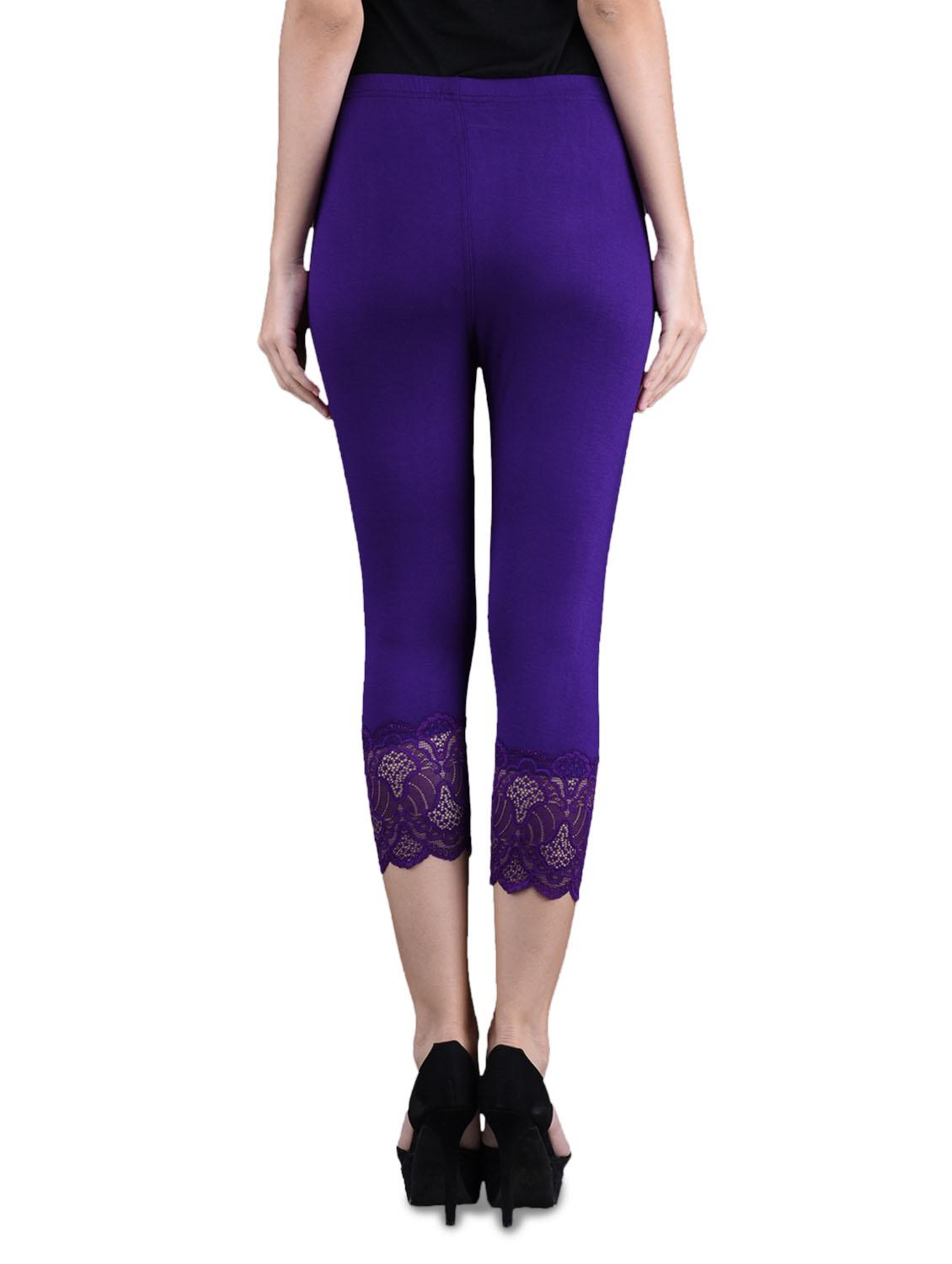 solid purple viscose lycra 3/4 legging - 1095799 - Zoom Image - 3