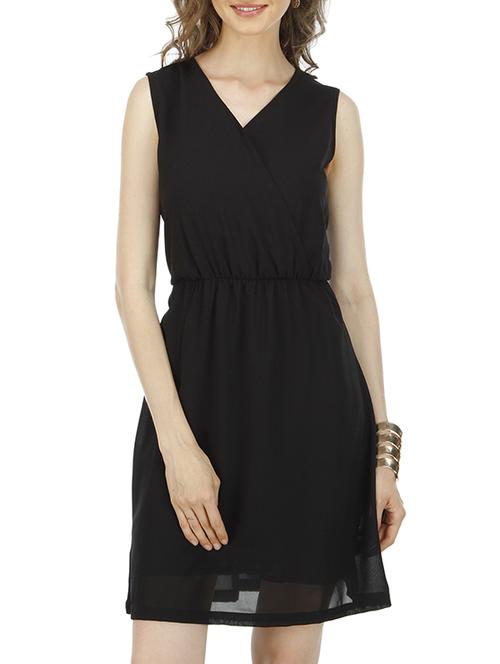 black georgette blouson dress - 10964324 - Standard Image - 1