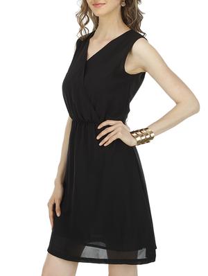 black georgette blouson dress - 10964324 - Standard Image - 2