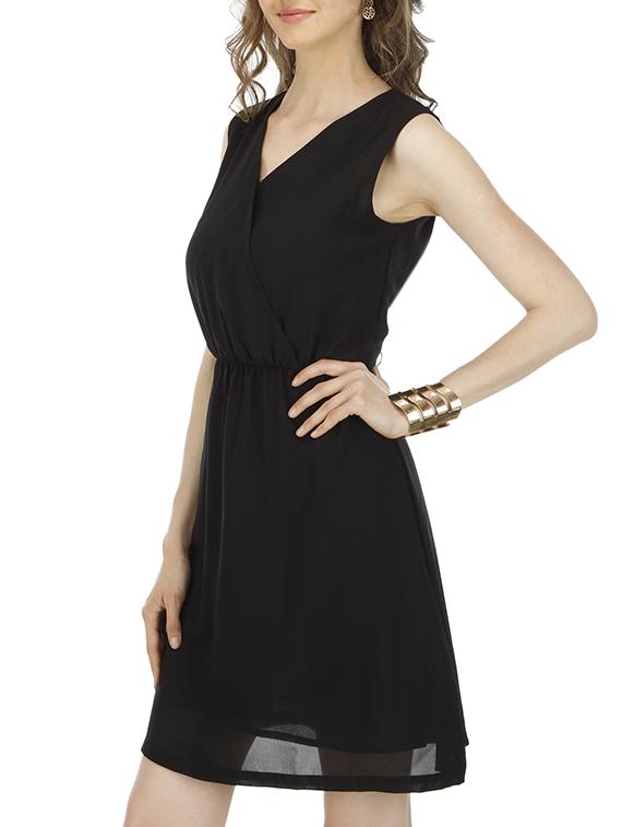 black georgette blouson dress - 10964324 - Zoom Image - 2
