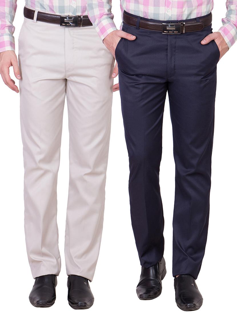 multi colored cotton formal trouser (Set Of 2) - 10972625 - Zoom Image - 1