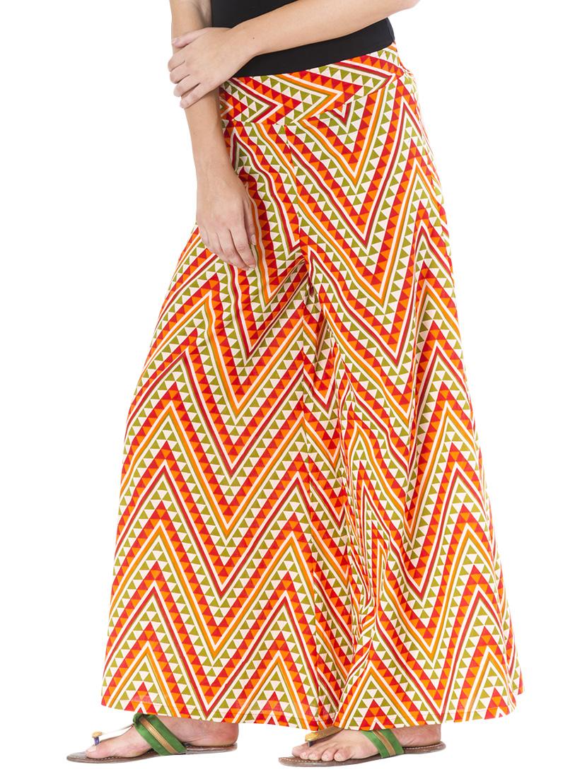 multi colored cotton palazzos - 10980903 - Zoom Image - 2