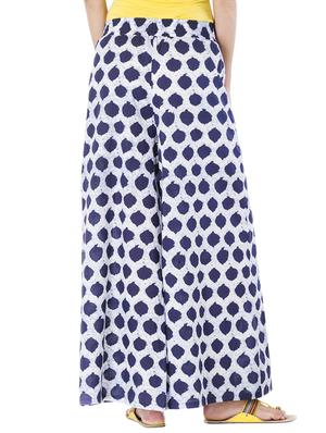 blue cotton palazzos - 10980916 - Standard Image - 3