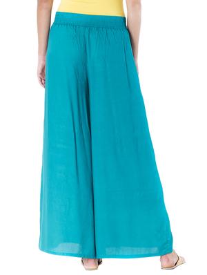 blue cotton palazzos - 10980918 - Standard Image - 3