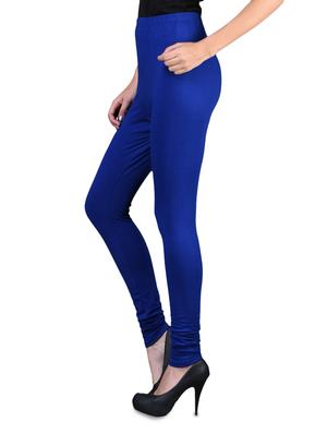 solid blue cotton lycra leggings - 1098145 - Standard Image - 2