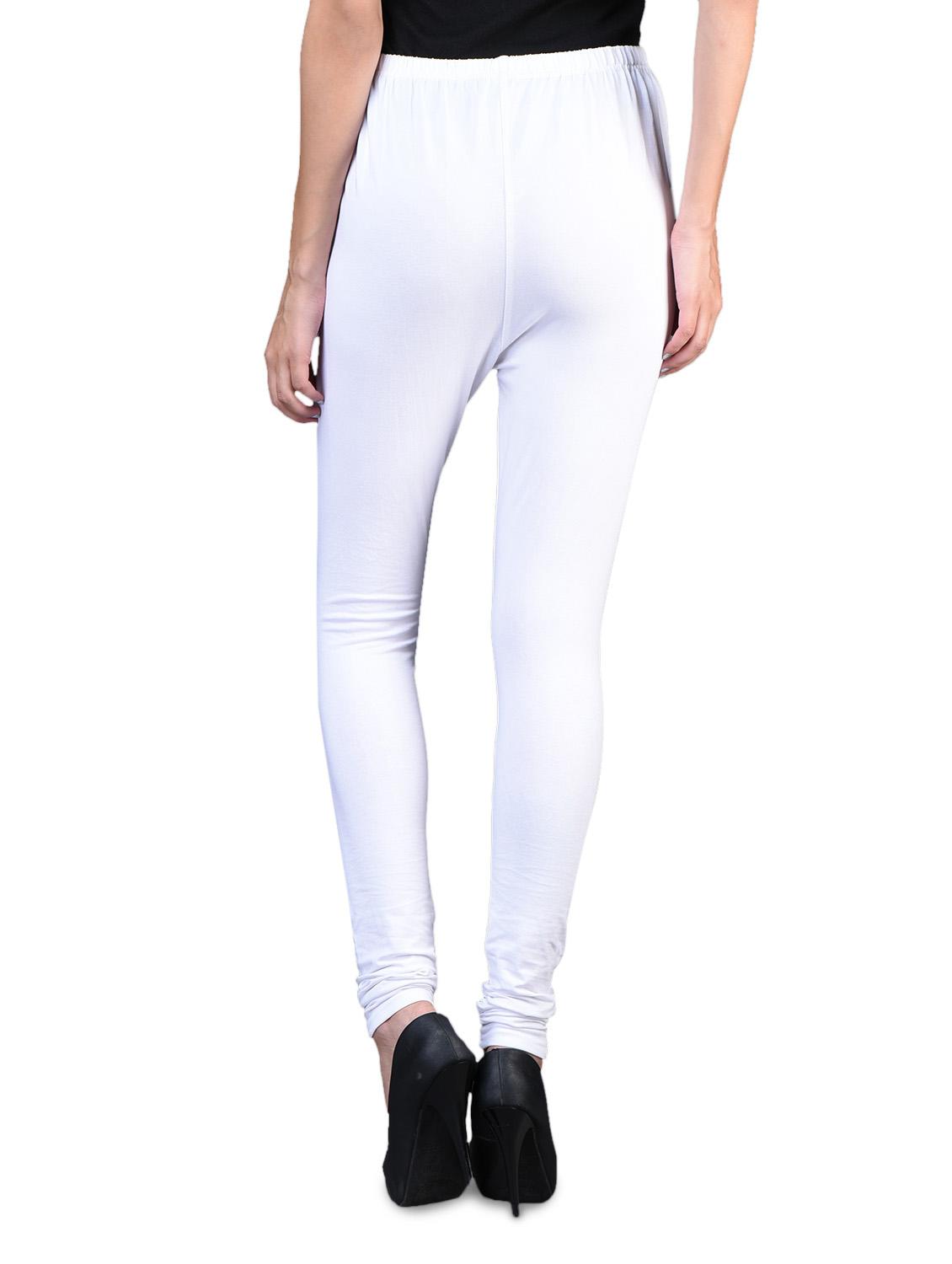 solid off-white cotton lycra leggings - 1098147 - Zoom Image - 3