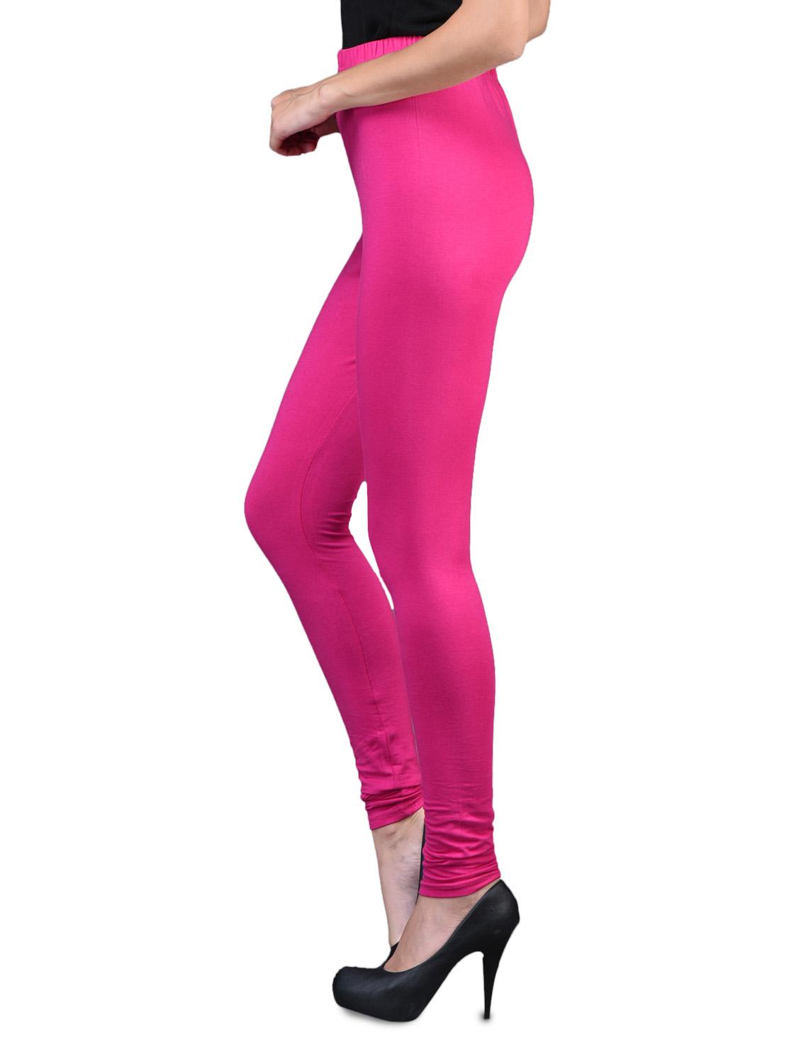 solid pink cotton lycra leggings - 1098153 - Zoom Image - 2