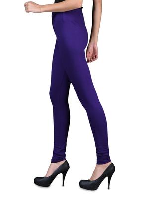 solid purple cotton lycra leggings - 1098157 - Standard Image - 2