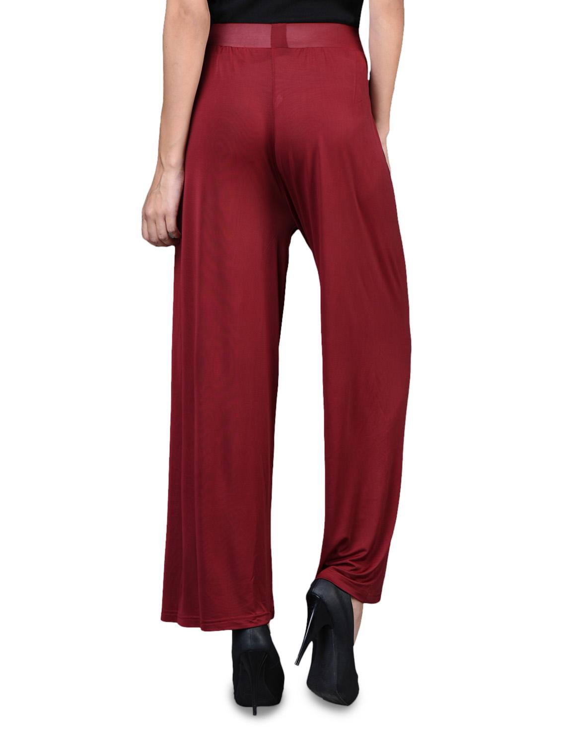 maroon rayon palazzo - 1098727 - Zoom Image - 3