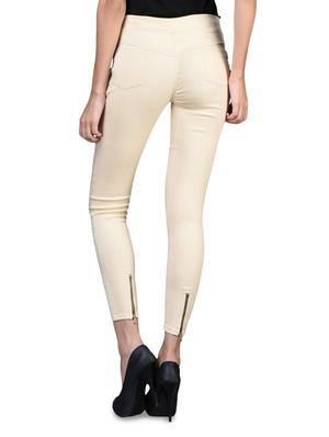 light beige cotton blend zippered jeggings - 1098741 - Standard Image - 3