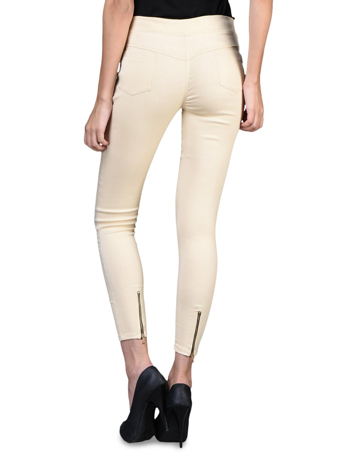 light beige cotton blend zippered jeggings - 1098741 - Zoom Image - 3