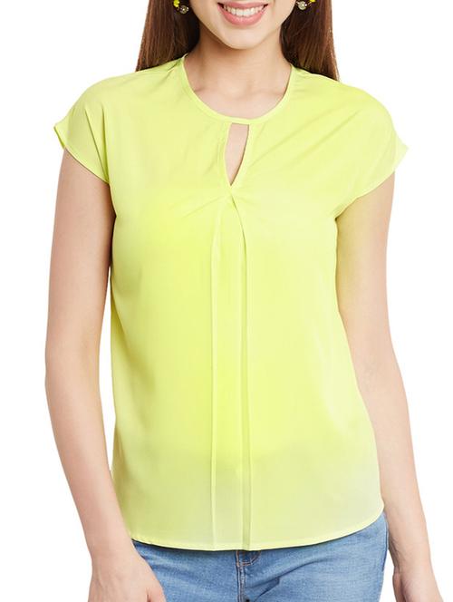 lemon yellow poly crepe top - 11005017 - Standard Image - 1