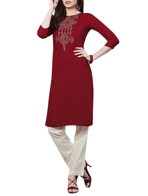 red viscose kurta - 11006954 - Standard Image - 1