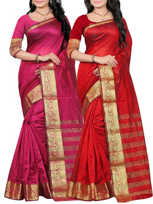 multicolor art silk combos saree with blouse - 11018393 - Standard Image - 1