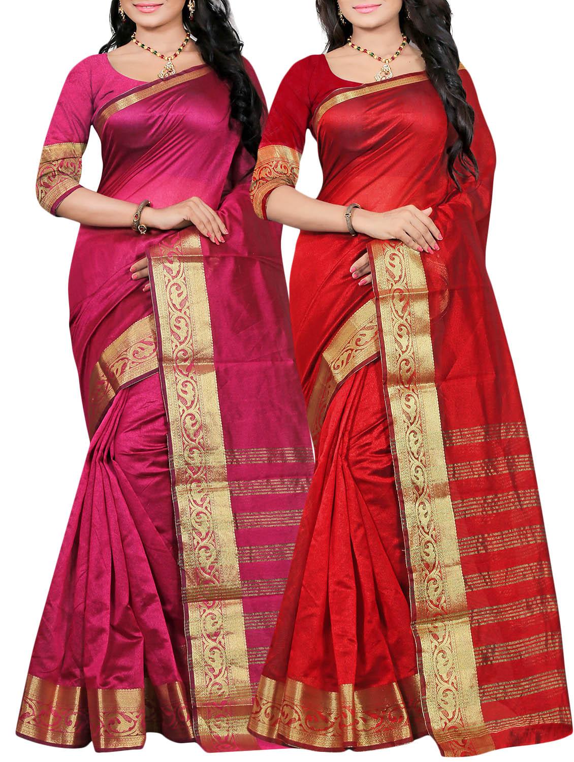 multicolor art silk combos saree with blouse - 11018393 - Zoom Image - 1