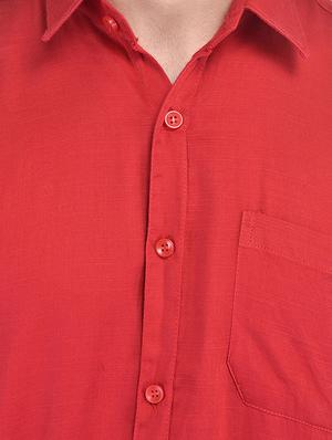 red cotton formal shirt - 11031642 - Standard Image - 4