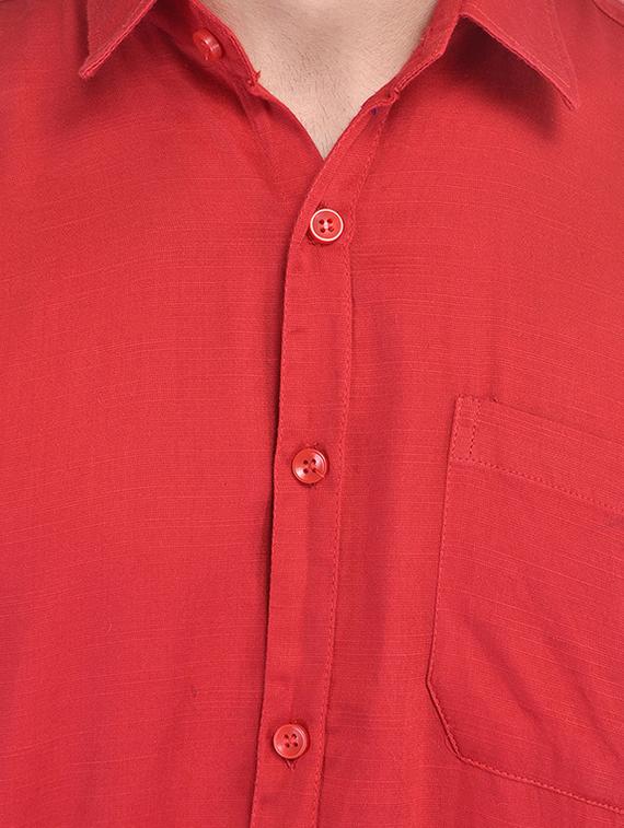 red cotton formal shirt - 11031642 - Zoom Image - 4