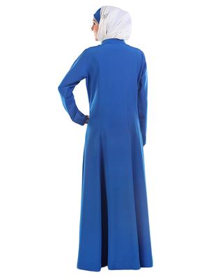 front zipper opening blue abaya - 11032230 - Standard Image - 3