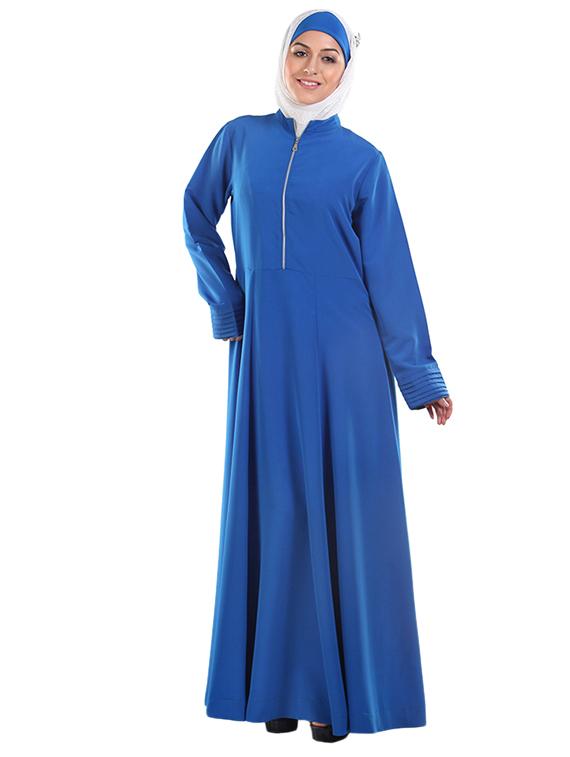 front zipper opening blue abaya - 11032230 - Zoom Image - 1
