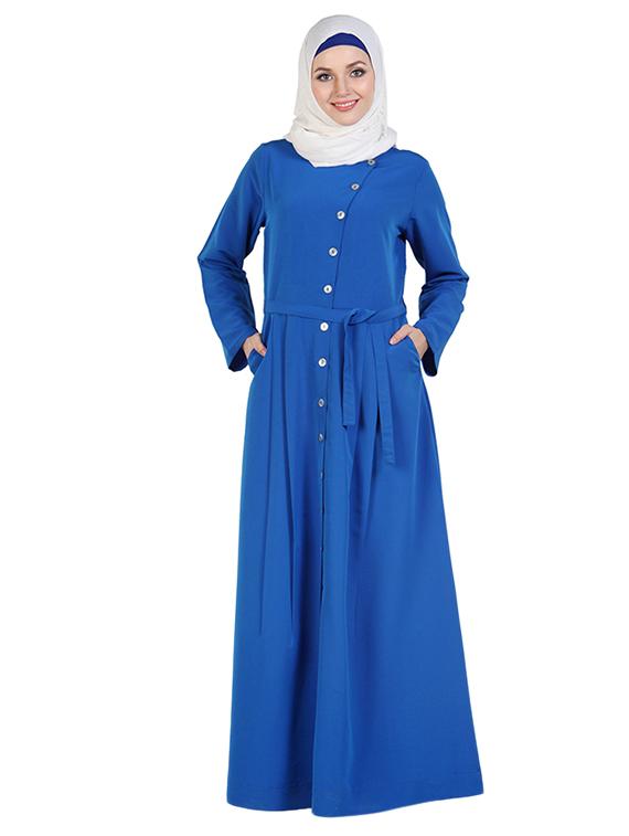 Blue koshibo abaya with waist belt - 11032239 - Zoom Image - 1